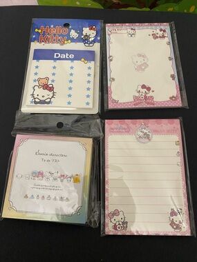 Sanrio Hello Kitty Pink & Blue Notepad and Sticky Note Set